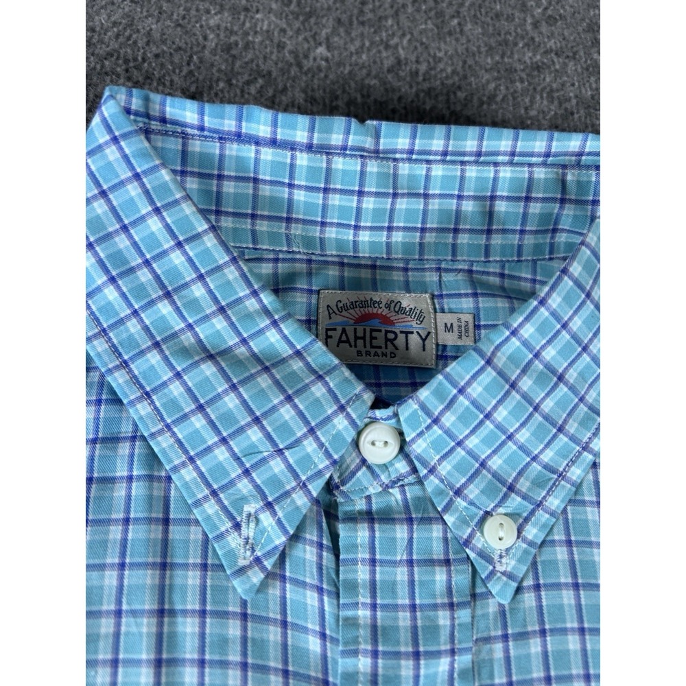 Faherty Long Sleeve Shirt Men Size M Green BluePlaid Button Up Casual - Picture 2 of 7